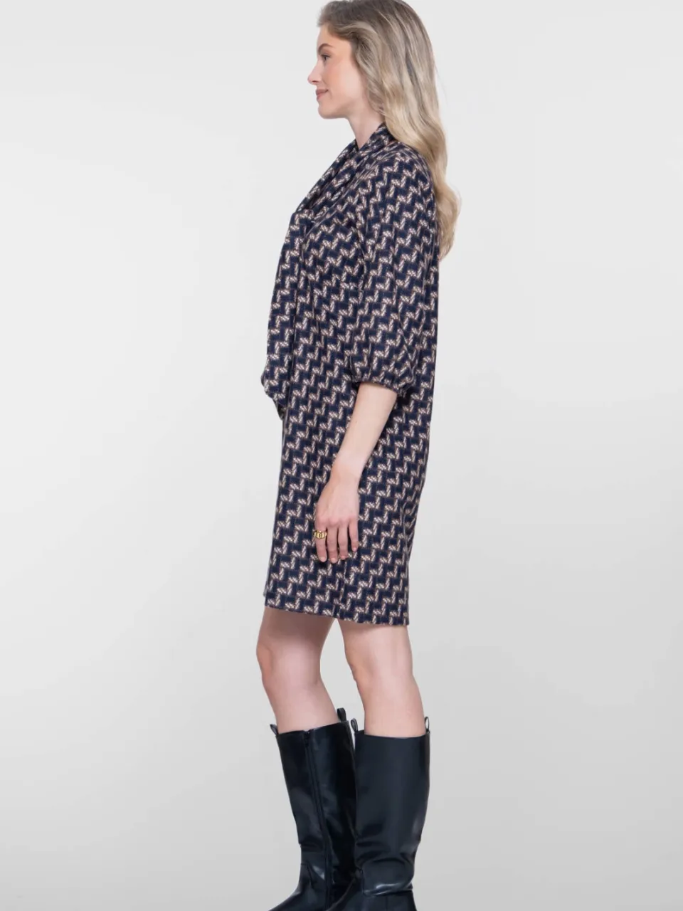 Geisha midi jurk donkerblauw, foto 6