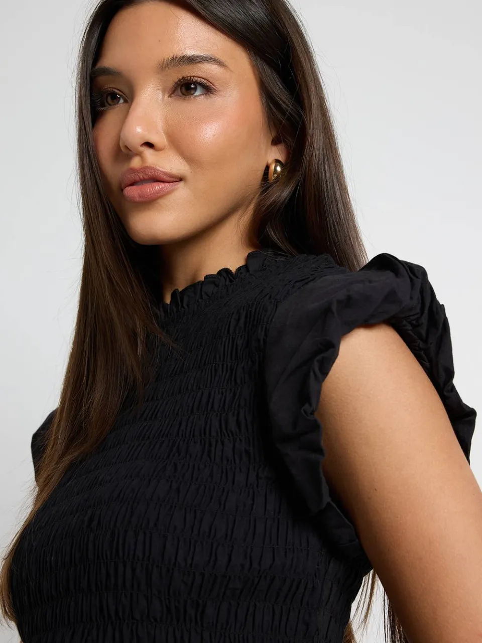 boohoo Dames Gesmockte Mini-jurk Met Broderie Zoom zwart, foto 4