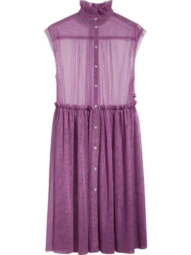 Levi's Levis Dames Radical Sheer Banded Collar Mouwloze Midi-Jurk (Paars), foto 2