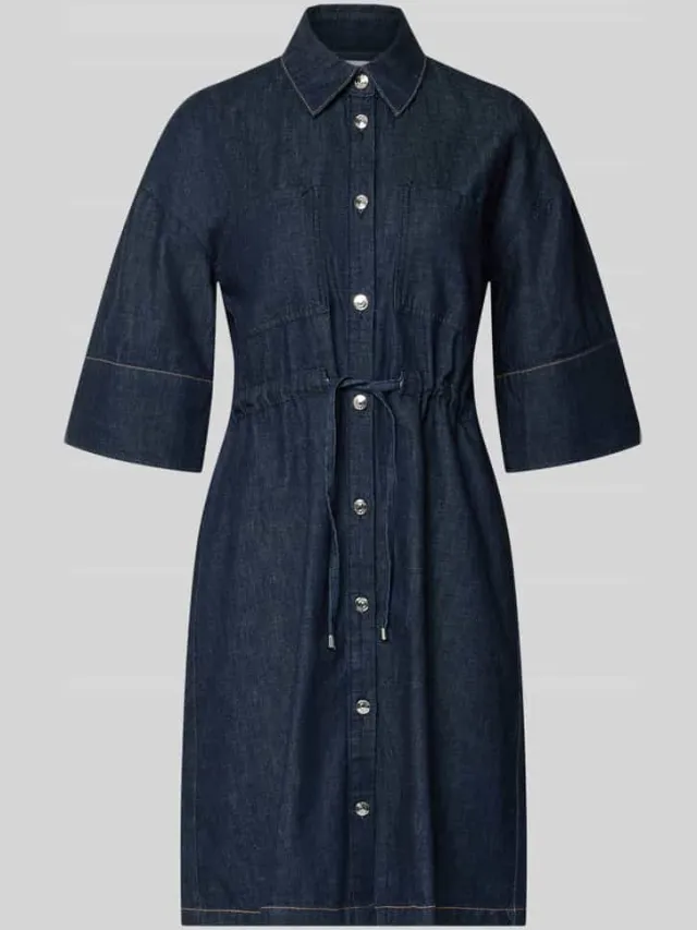 Comma Knie-lange denimjurk met borstzakken, foto 2