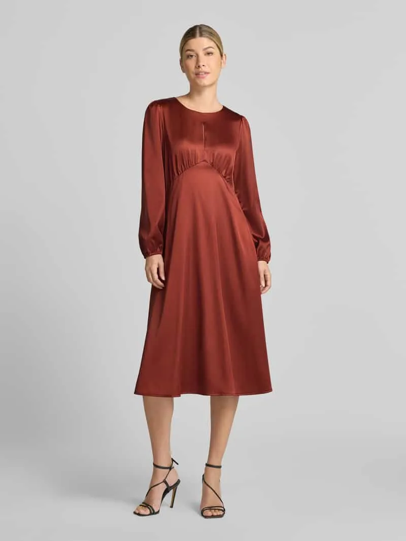 Christian Berg Woman Selection Midi-jurk van satijn met druppelvormige hals Roestrood