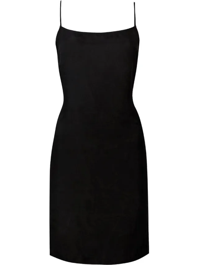Superdry Studios Cupro Mini Slip Mouwloze Jurk Zwart XS Vrouw Black