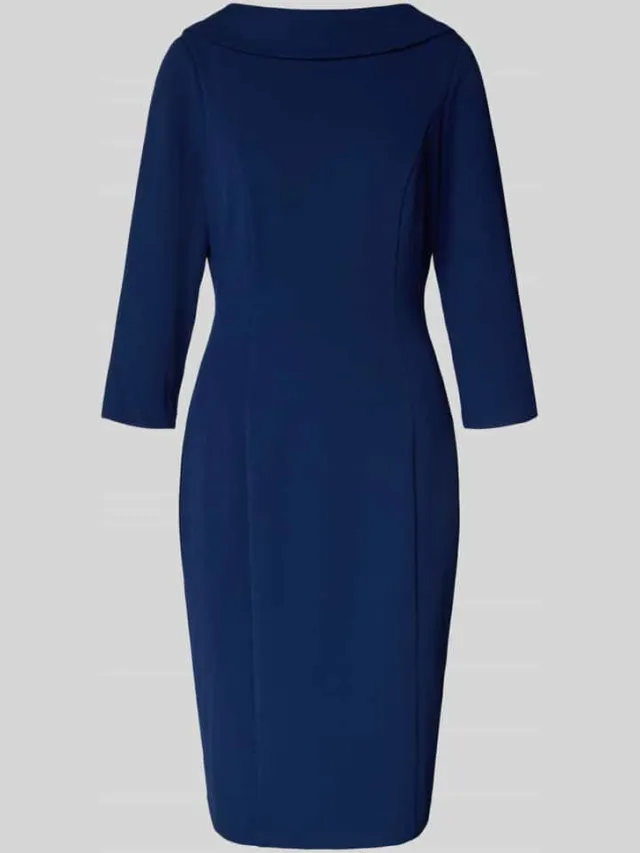 Adrianna Papell Knielange cocktailjurk met 3/4-mouwen donkerblauw, foto 2