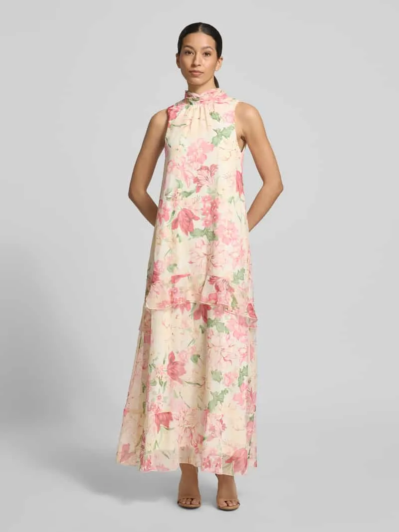 Vero Moda Vloeiende maxi-jurk met ruchedetail model 'SANNA' Lichtroze
