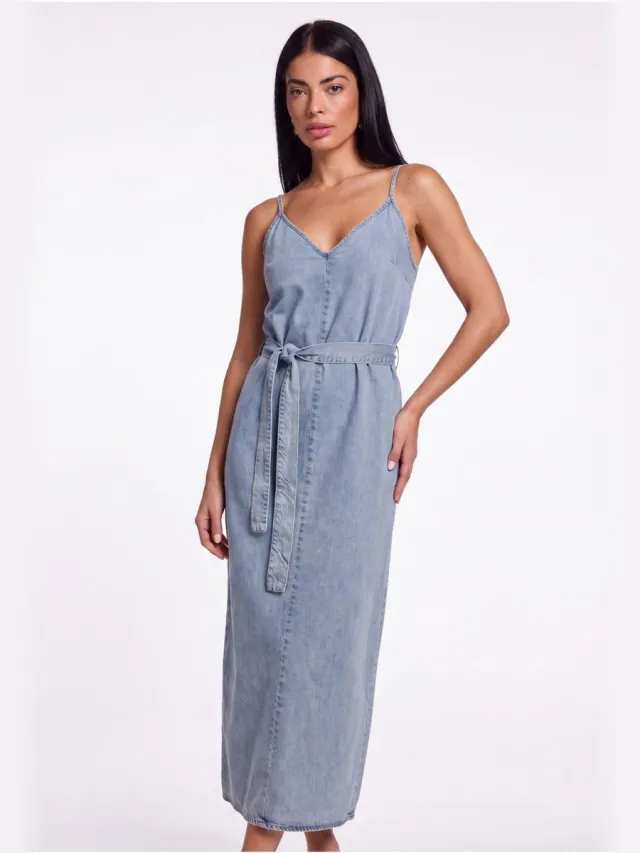 Freebird Dnm-tencell-26-2 Dames - Jurk - Lichtblauw