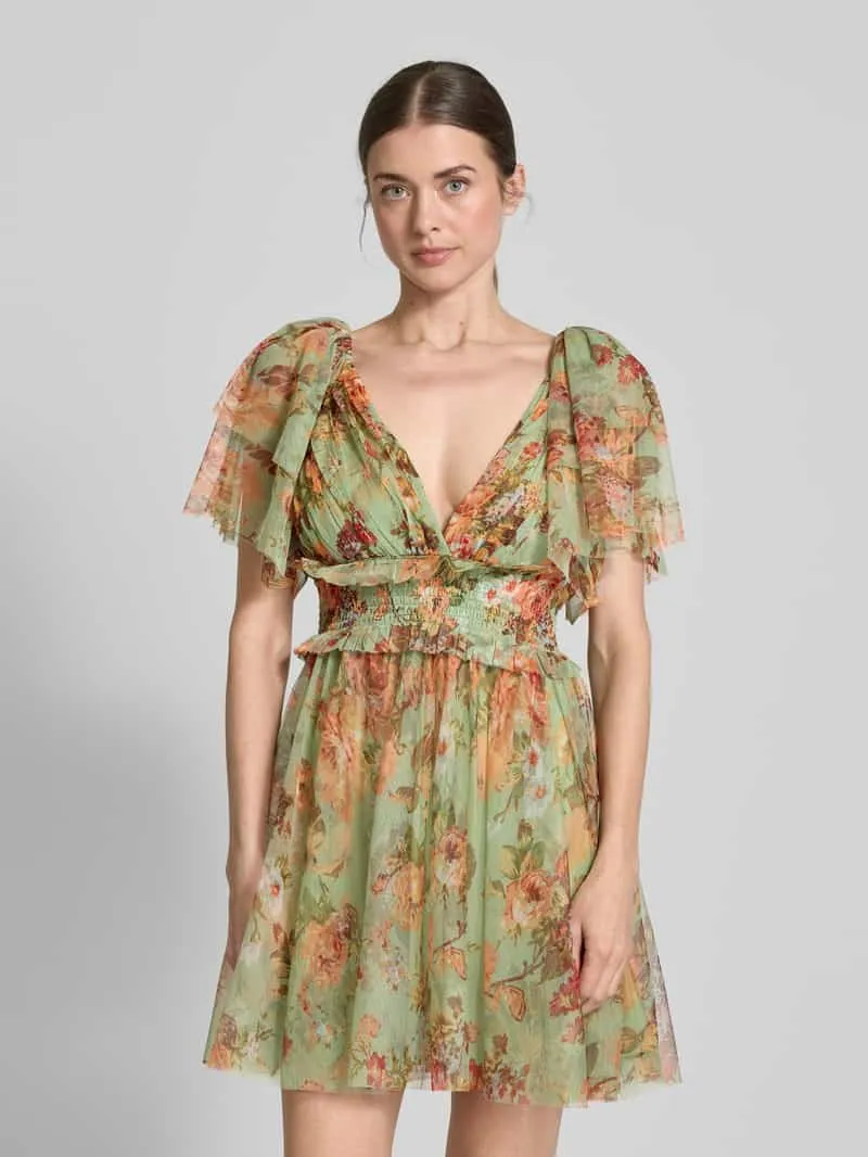 Lace & Beads Cocktailjurk met volantgarnering Groen