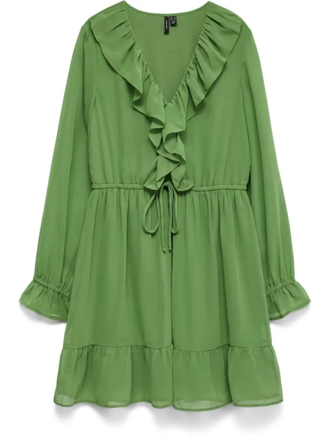 Vero Moda VMDORA LS SHORT DRESS WVN EXP - Dames - Mini jurken Kale