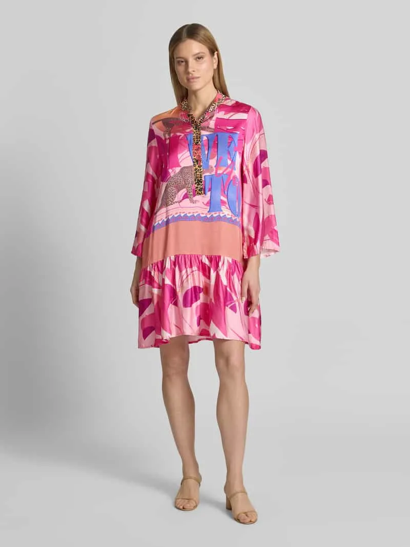 miss goodlife relaxed fit mini-jurk van zuivere viscose met dierenprint felroze, foto 3