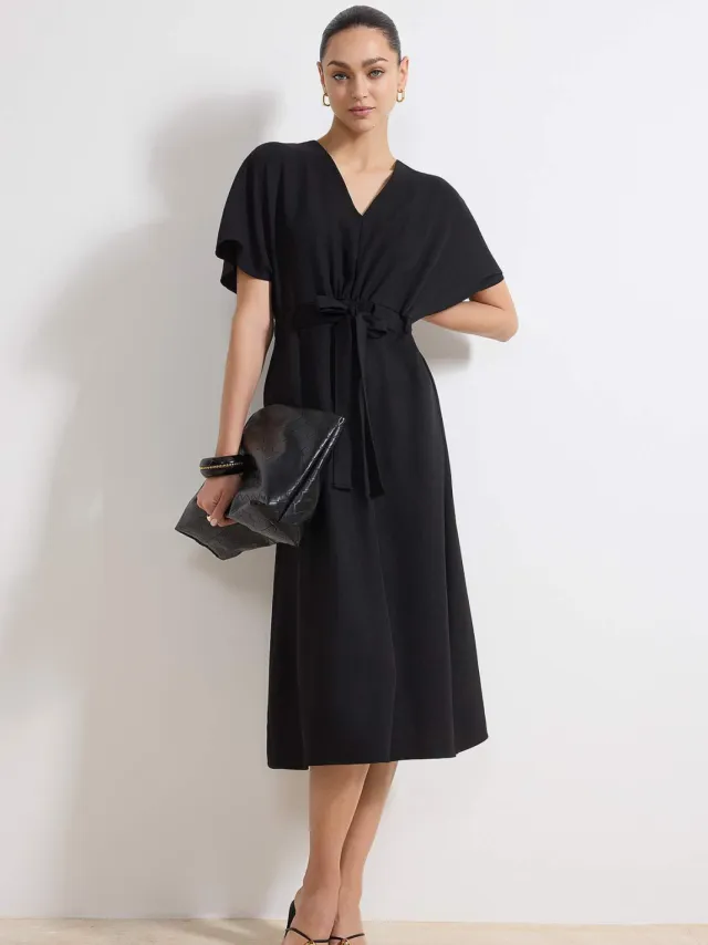 Trendyol TRENDYOLMİLLA Dames Zwart Effen Midi Kort Casual A-lijn Jurken