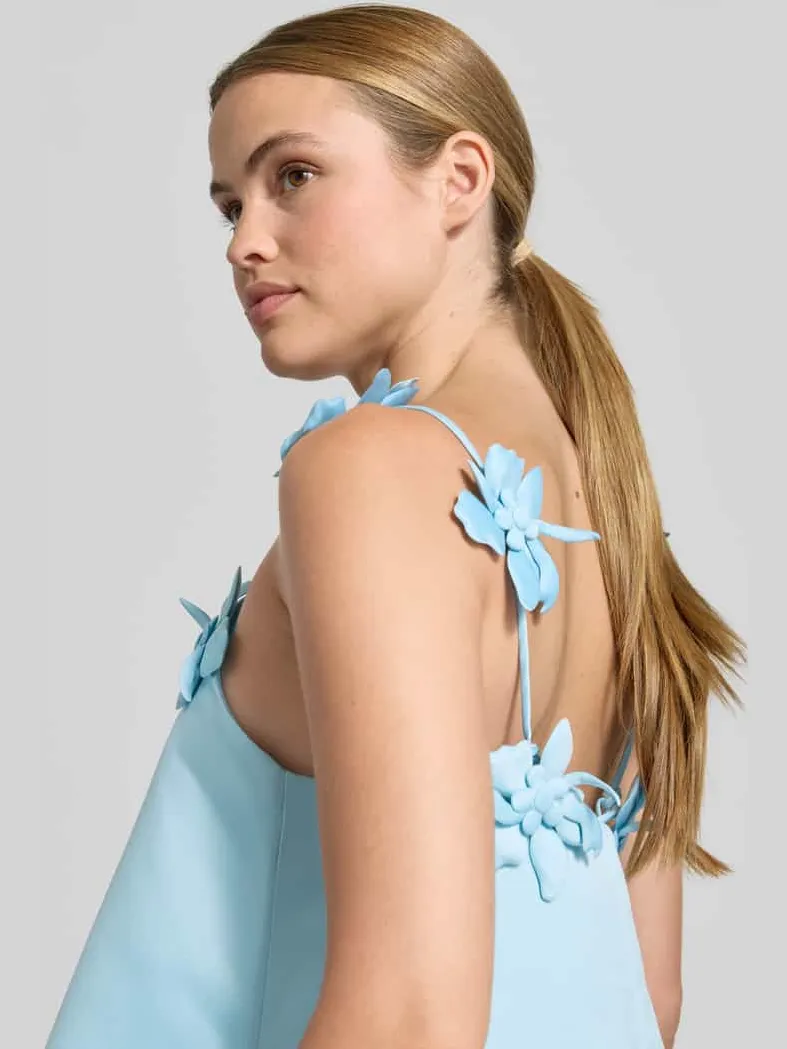 Y.A.S. cocktailjurk met florale applicaties model 'DOUCE' lichtblauw, foto 5