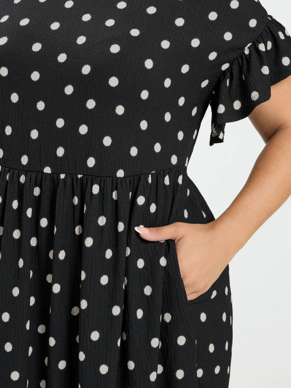 Yours Zwarte Polkadot Midijurk, foto 5