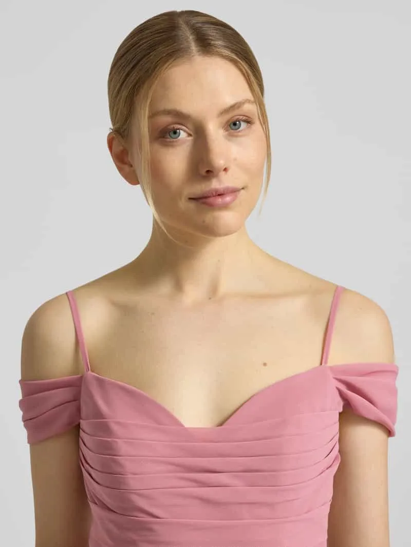 Mascara Maxi-jurk in off-shoulder-look met loopsplit oudroze, foto 4
