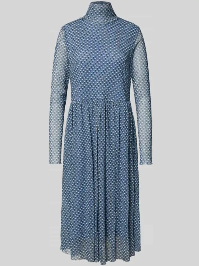 Smith and Soul Midi-jurk van mesh met opstaande kraag blauw, foto 2