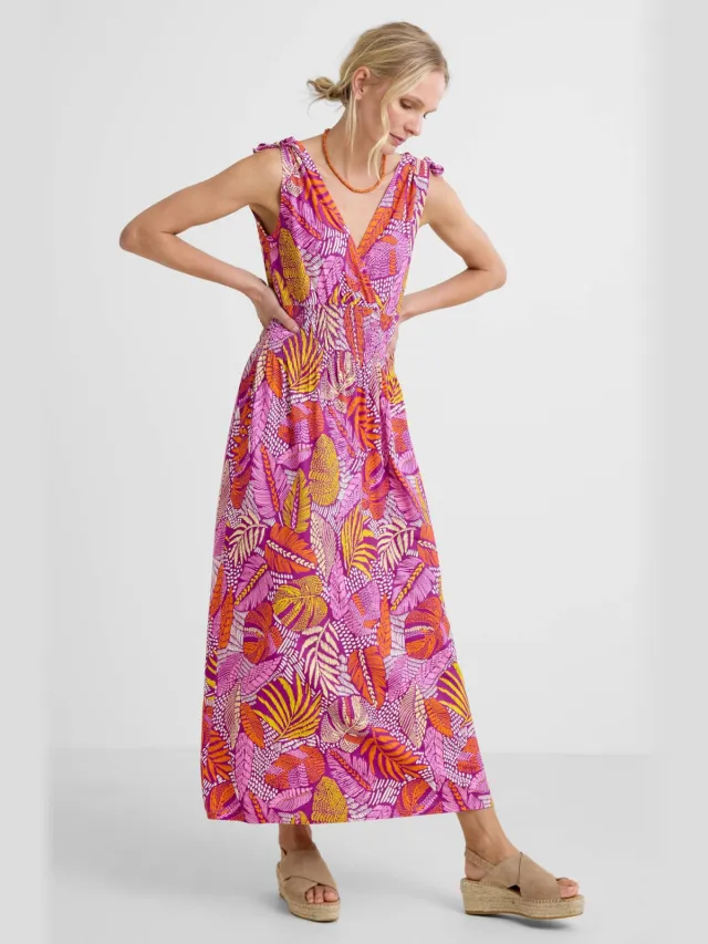Geisha midi jurk roze roze / oranje / geel