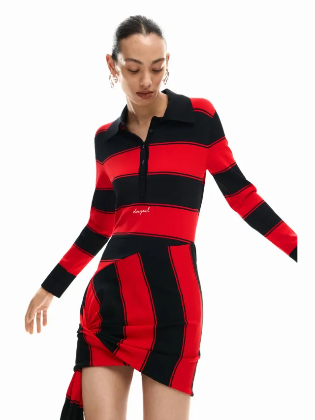 Desigual gestreepte korte jurk rood, foto 4