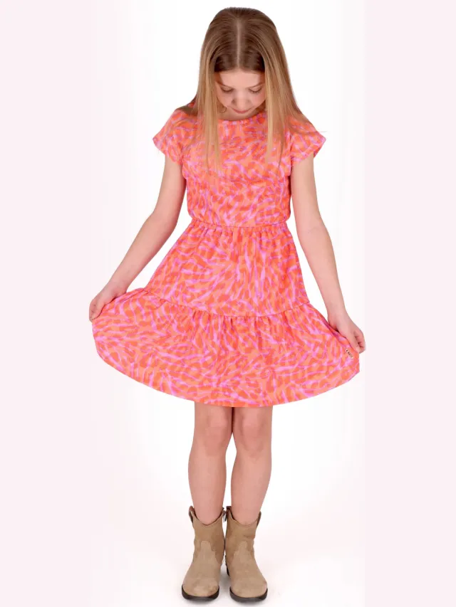 B.Nosy Darla zomerjurk panterprint roze Lichtroze/oranje