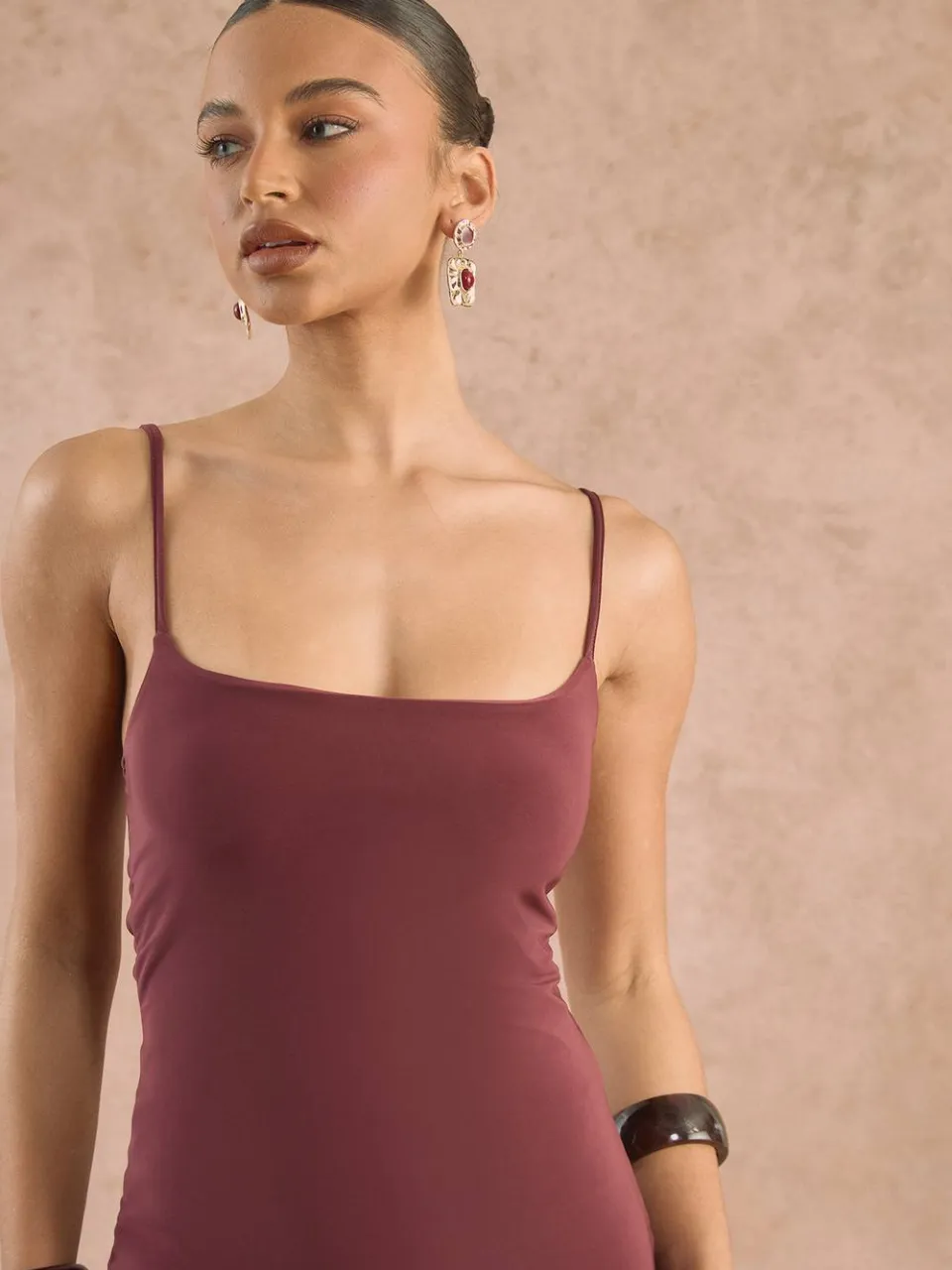 boohoo Dames Bandjes Mini Jurk fig, foto 4