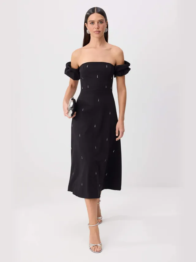 Trendyol TRENDYOLMİLLA Dames Zwart Effen Maxi Kort Stijlvol/Avond Skater Jurken