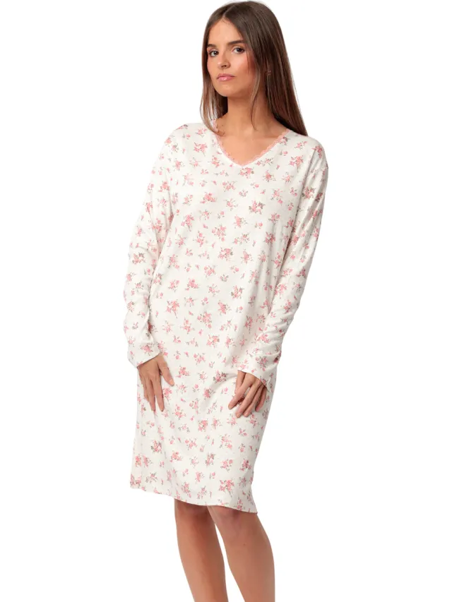 Admas Jurk Admas Nachthemd met lange mouwen Dots And Flowers Oranje
