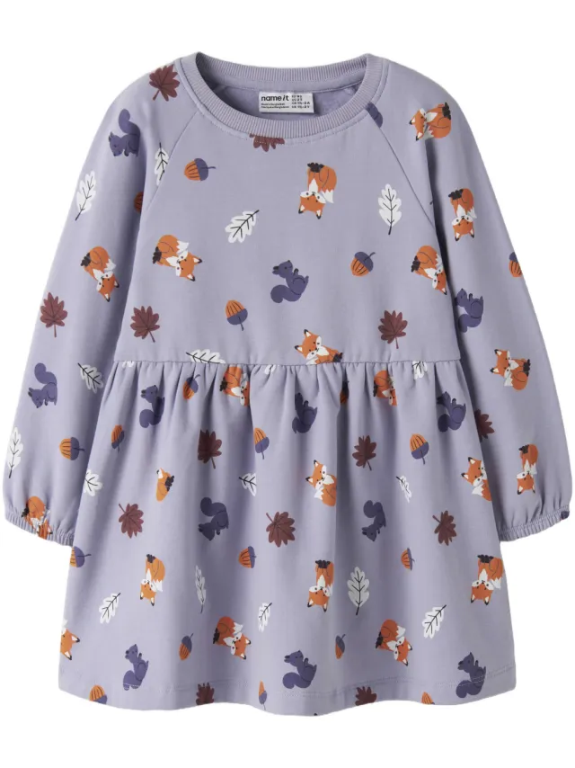 NAME IT MINI midi sweatjurk met print lila