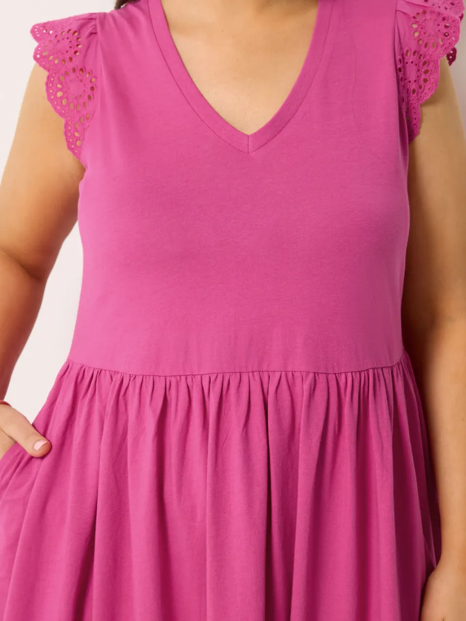 Yours Roze Jurk Met Broderie Anglaise Peplum-56, foto 5