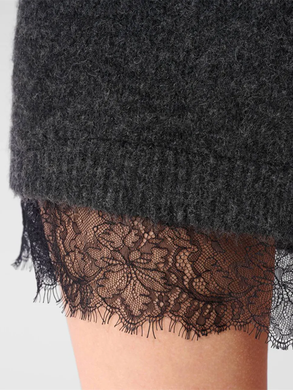 Shoeby korte gebreide jurk met wol - antraciet, foto 6