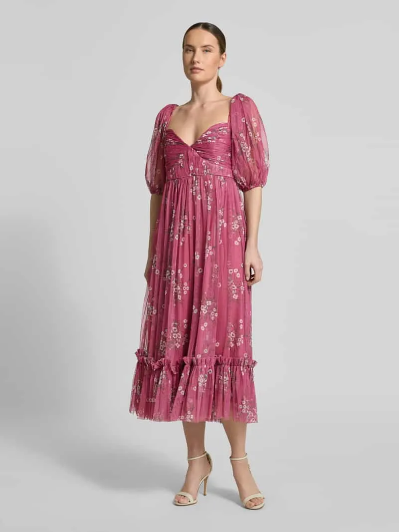 Lace & Beads Cocktailjurk met allover-look Kersenrood