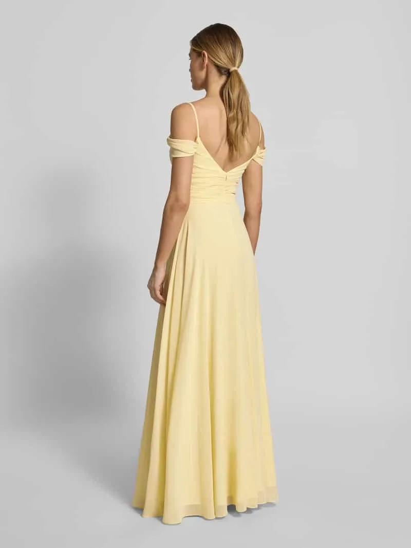 Mascara Maxi-jurk in off-shoulder-look met loopsplit lichtgeel, foto 3
