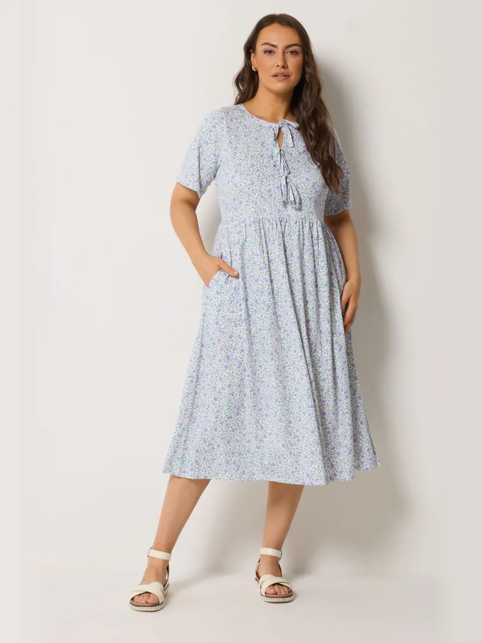 Yours Ivoorwitte Jurk Met Fijne Print-52 White