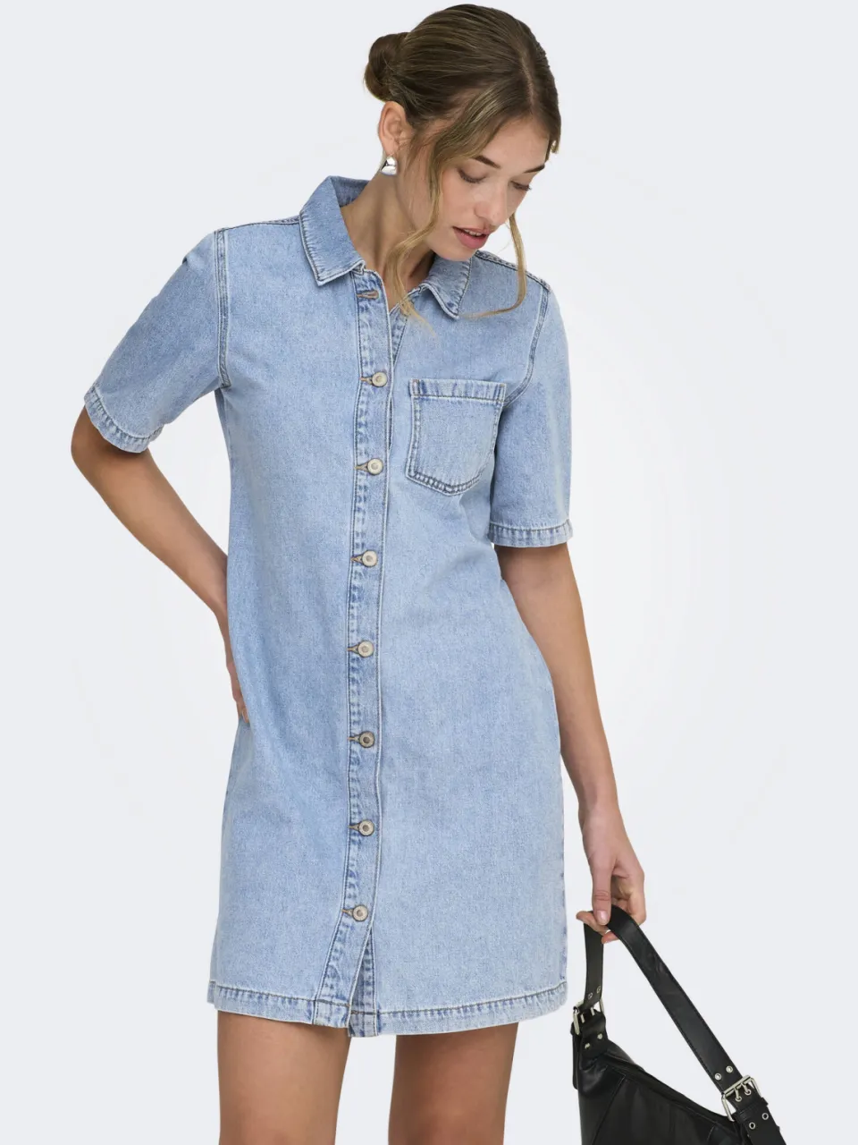 Only spijkerjurk light blue denim, foto 5
