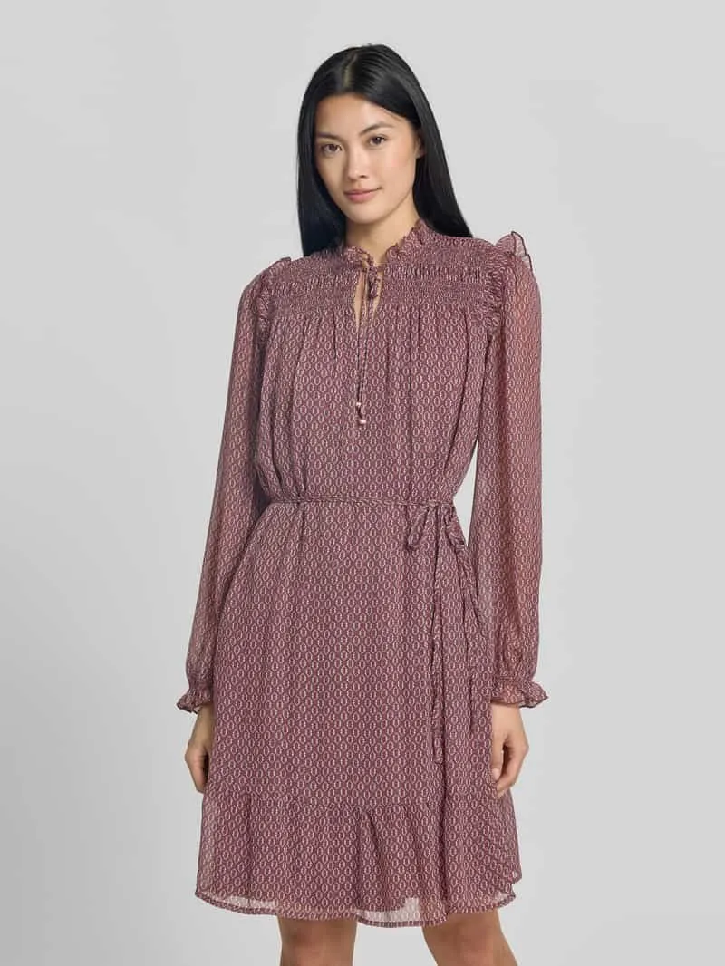 Christian Berg Woman Selection Knie-lange jurk met strikceintuur Aubergine
