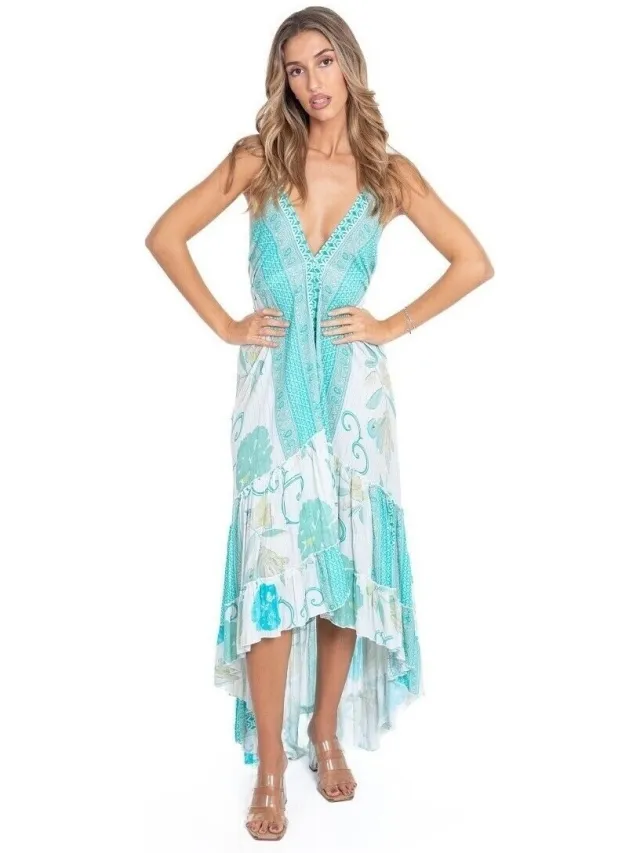 Isla Bonita By Sigris Lange Jurk Isla Bonita By Sigris Lange Midi-Jurk Blauw