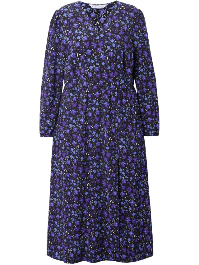Studio Untold Dames - Maxijurk A-lijn wikkellook gebloemde crêpe - Blauwviolet - Maat 50+