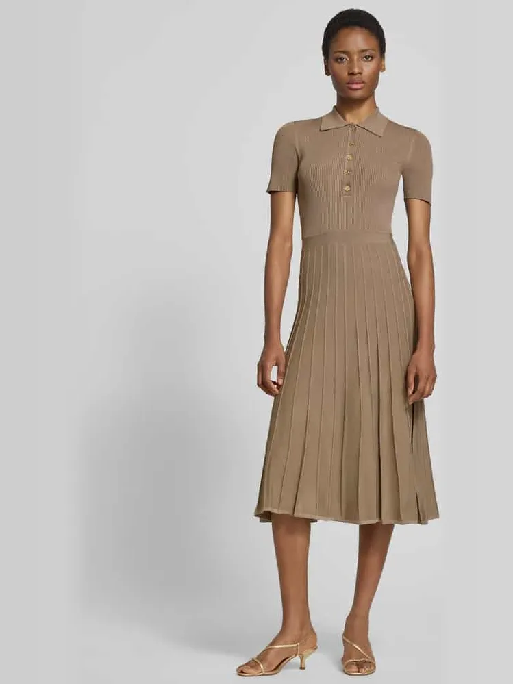 MICHAEL Michael Kors Polojurk van viscosemix met knoopsluiting Beige