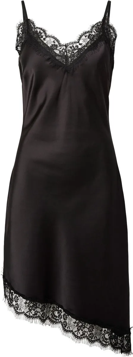 Pieces midi-jurk PCNOMI SATIJN KANT Black1