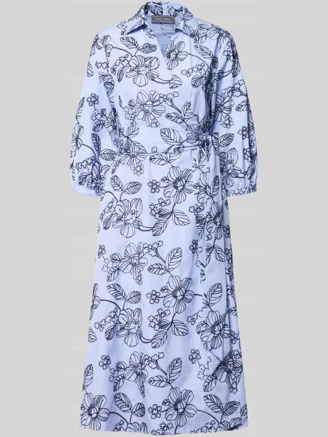 White Label Wikkeljurk met stitchings en 3/4-mouw koningsblauw, foto 2