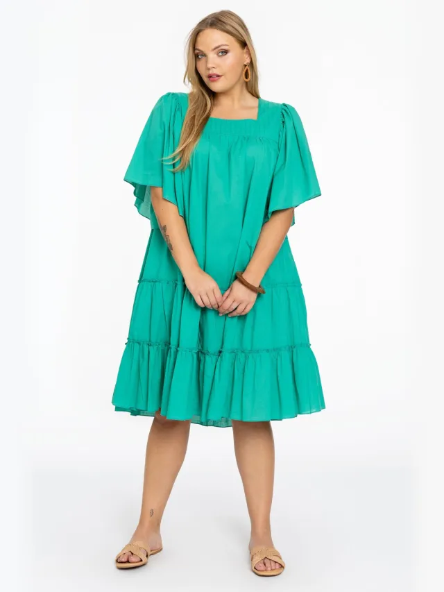 Yoek Jurk met volants SOFT | Groen, foto 2