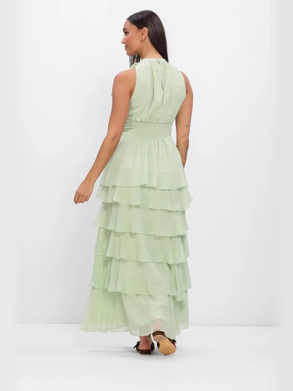 Neo Noir Dames Jurken Marli Solid Chiffon Dress - Mint, foto 3