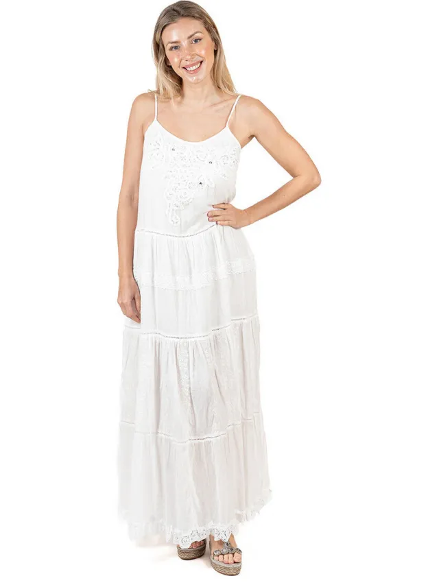 Isla Bonita By Sigris Lange Jurk Isla Bonita By Sigris Lange Midi -Jurk Wit
