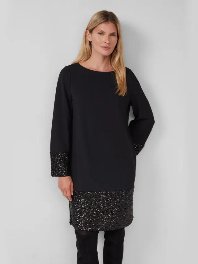 S.Oliver female - Korte jurk met pailletten aan de zoom zwart