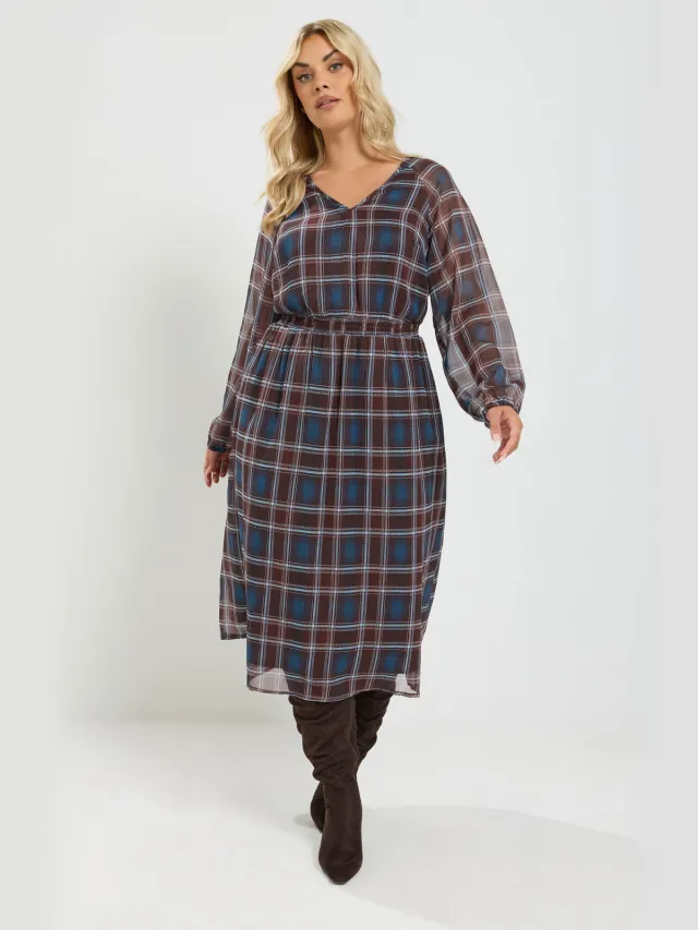 Yours Paarse Midijurk Met Ruit Purple