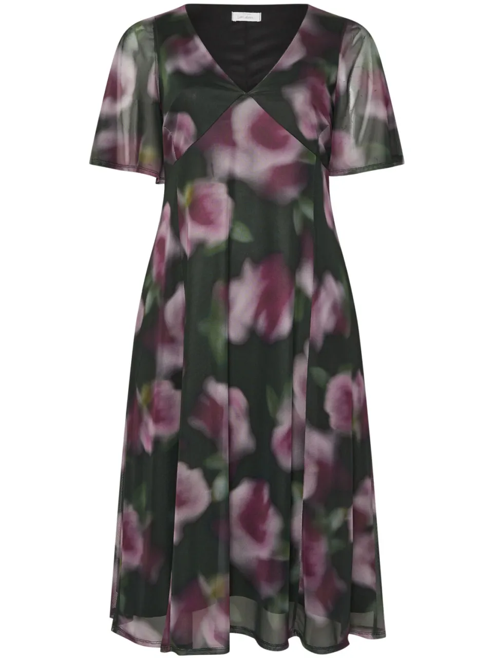 Yours London Groene Mesh Tea Dress Met Bloemenprint, foto 5
