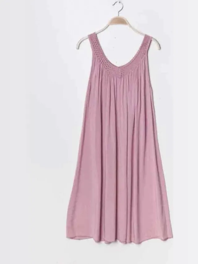 Chris Deler Mode Dames midi jurk Chana-effen taffy pink roze-strandjurk