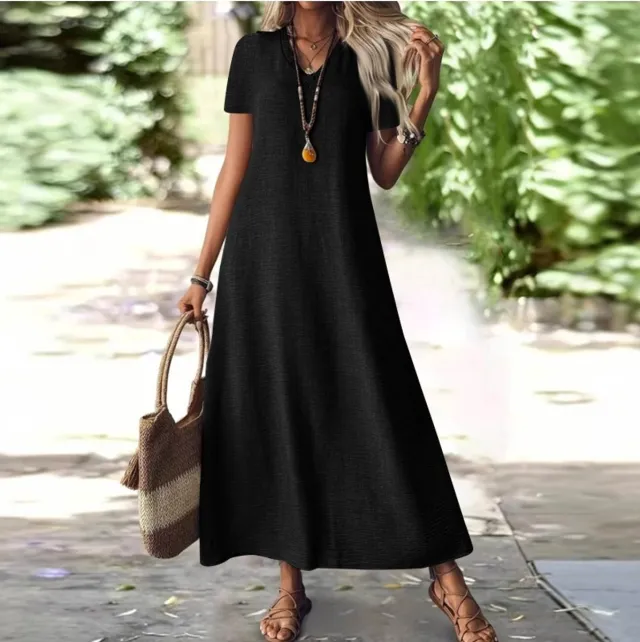 SUNMOOL Maxi dress - Dames Dress - V hals - Zwart - Maat: