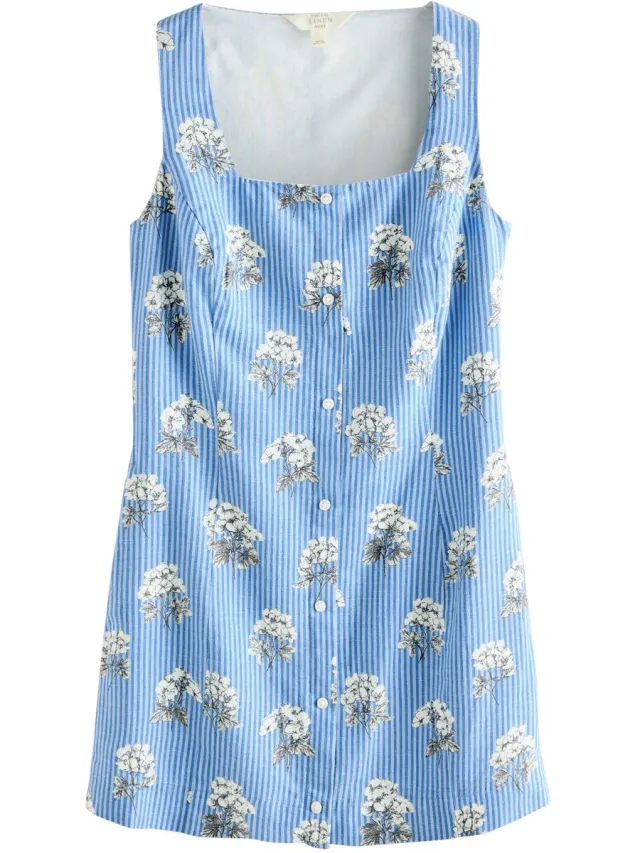 Next Dames - Mini-overhemdjurk met vierkante hals en knopen - Blauw Blue Floral