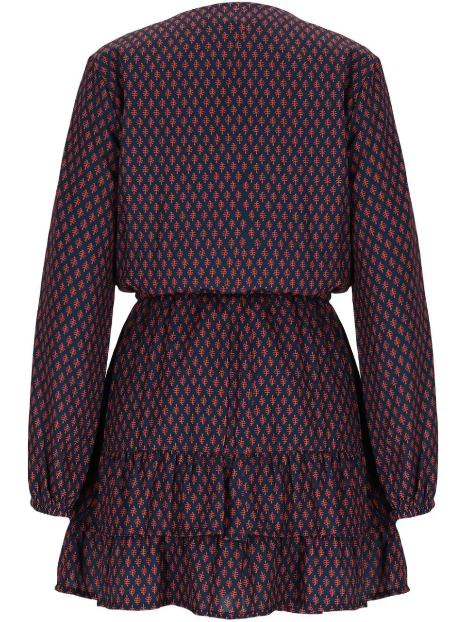 NoBell’ Mayal korte jurk met ruches donkerblauw/donkerrood, foto 3