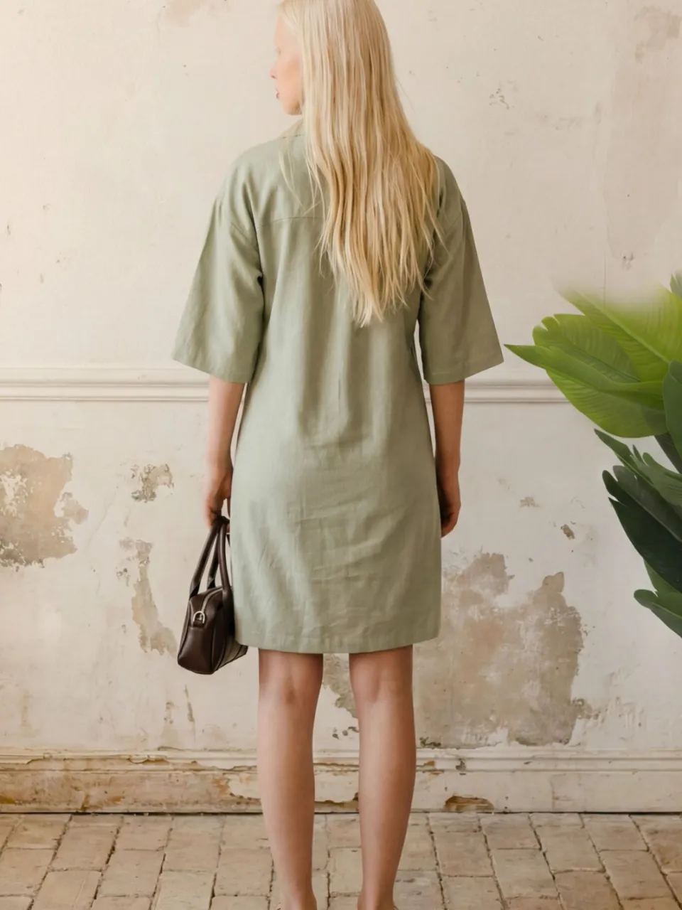 MyFashion Polo Kraag Mini Jurk met Driekwart Mouwen mint, foto 2