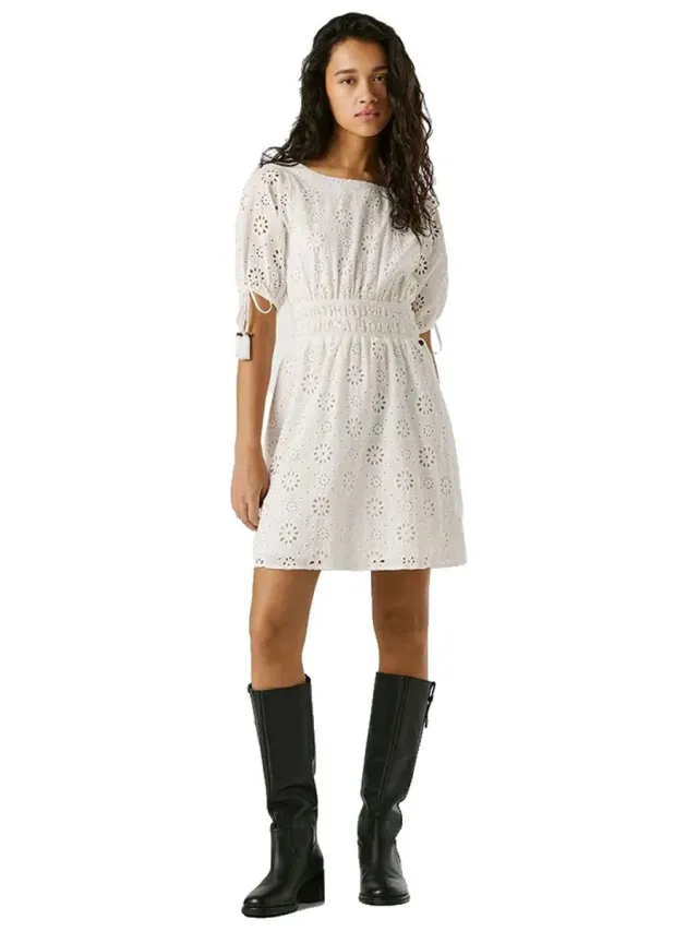 Pepe Jeans Chiara Korte Mouwen Korte Jurk Wit M Vrouw White