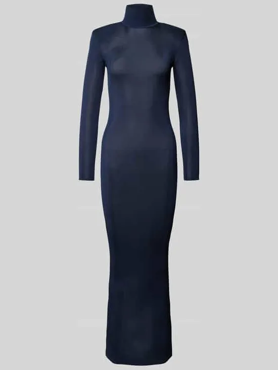 Self-Portrait Maxi-jurk van pure viscose marineblauw, foto 2