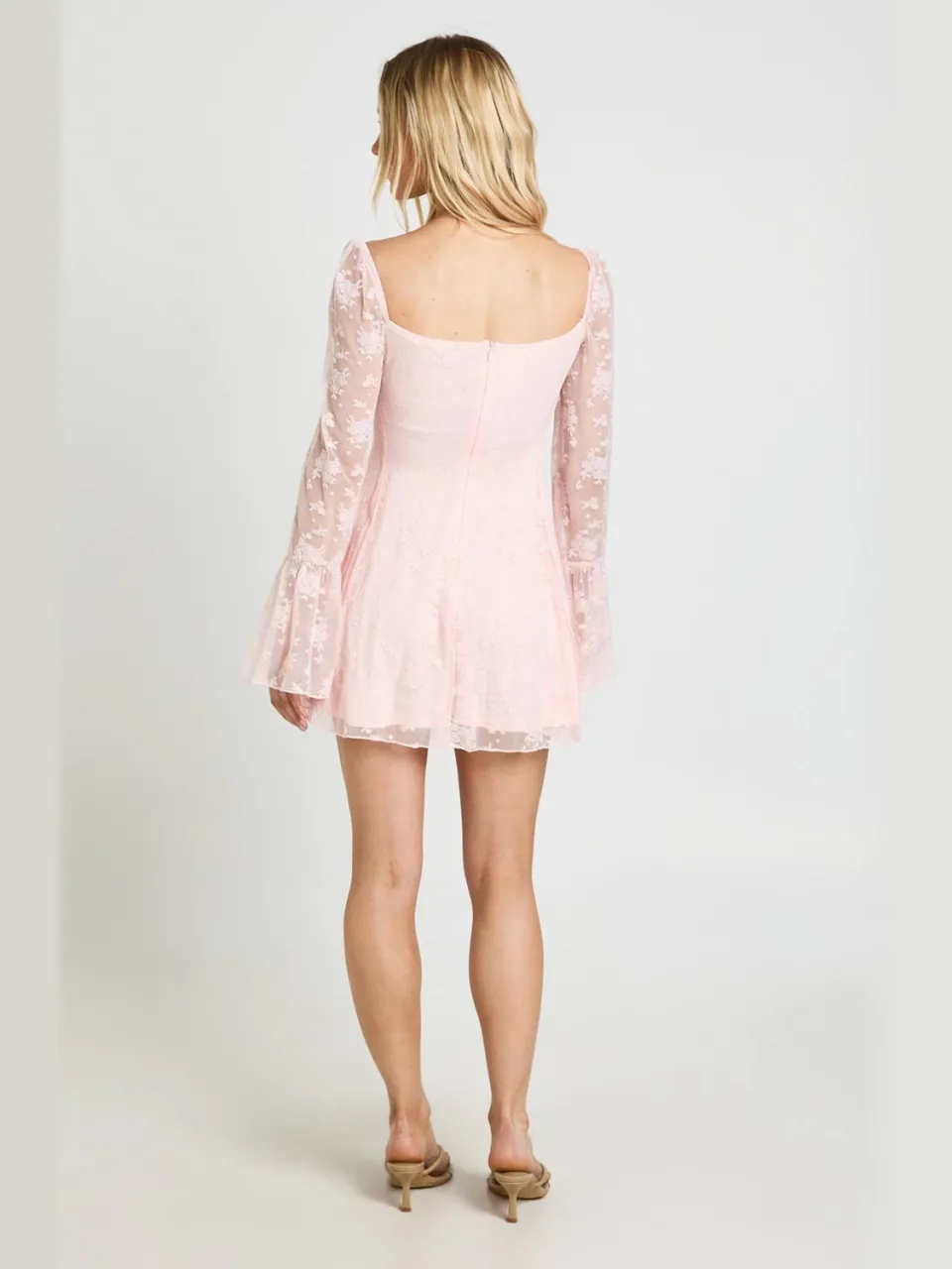 boohoo Dames Petite Kanten Babydoll Jurk Met Wijde Mouwen Mini baby roze, foto 2